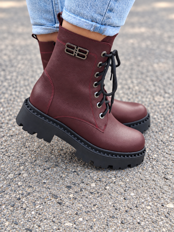 Trapery/Botki Aspen skóra naturalna bordo