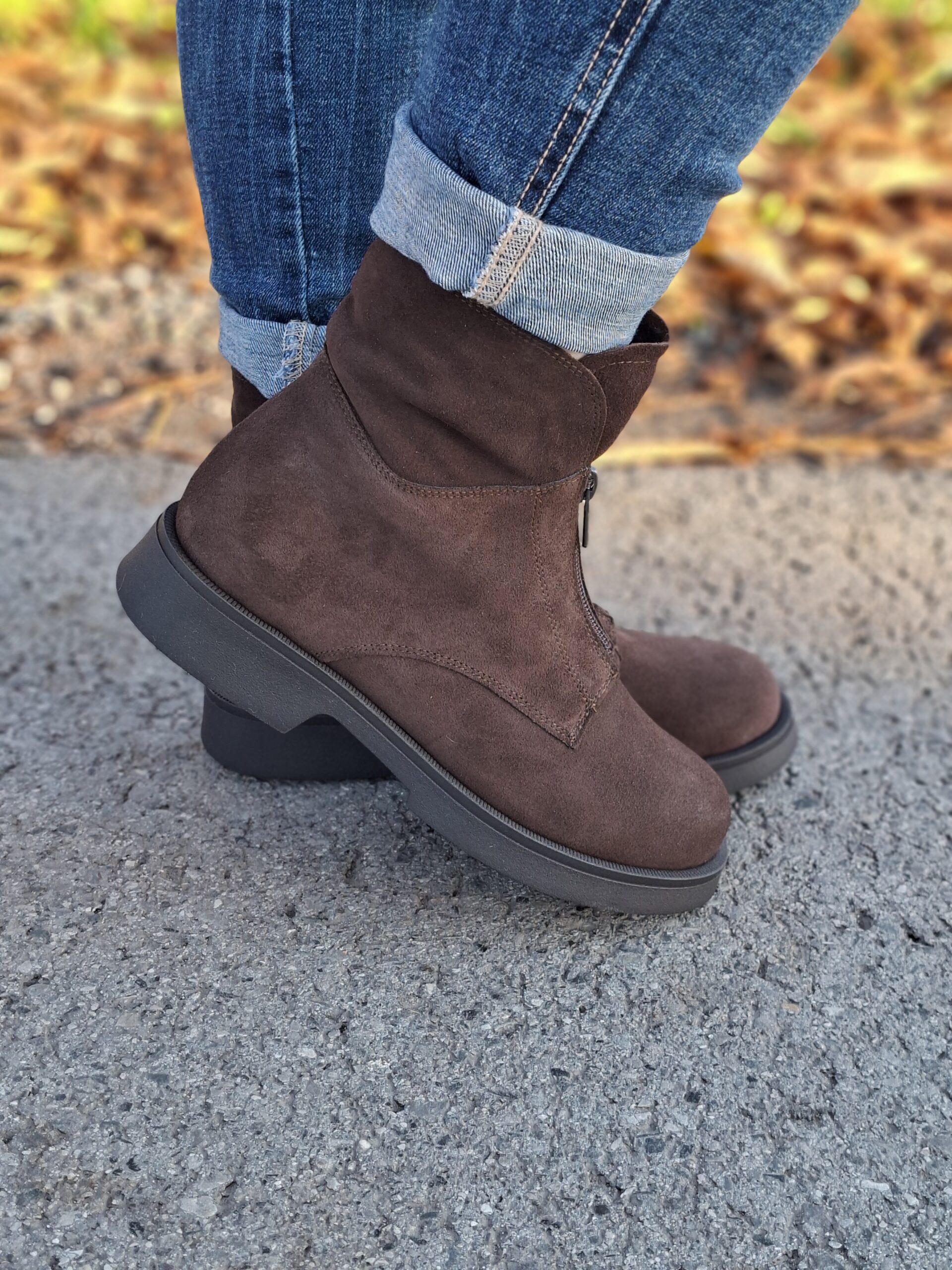 Botki Capri skóra zamszowa brąz