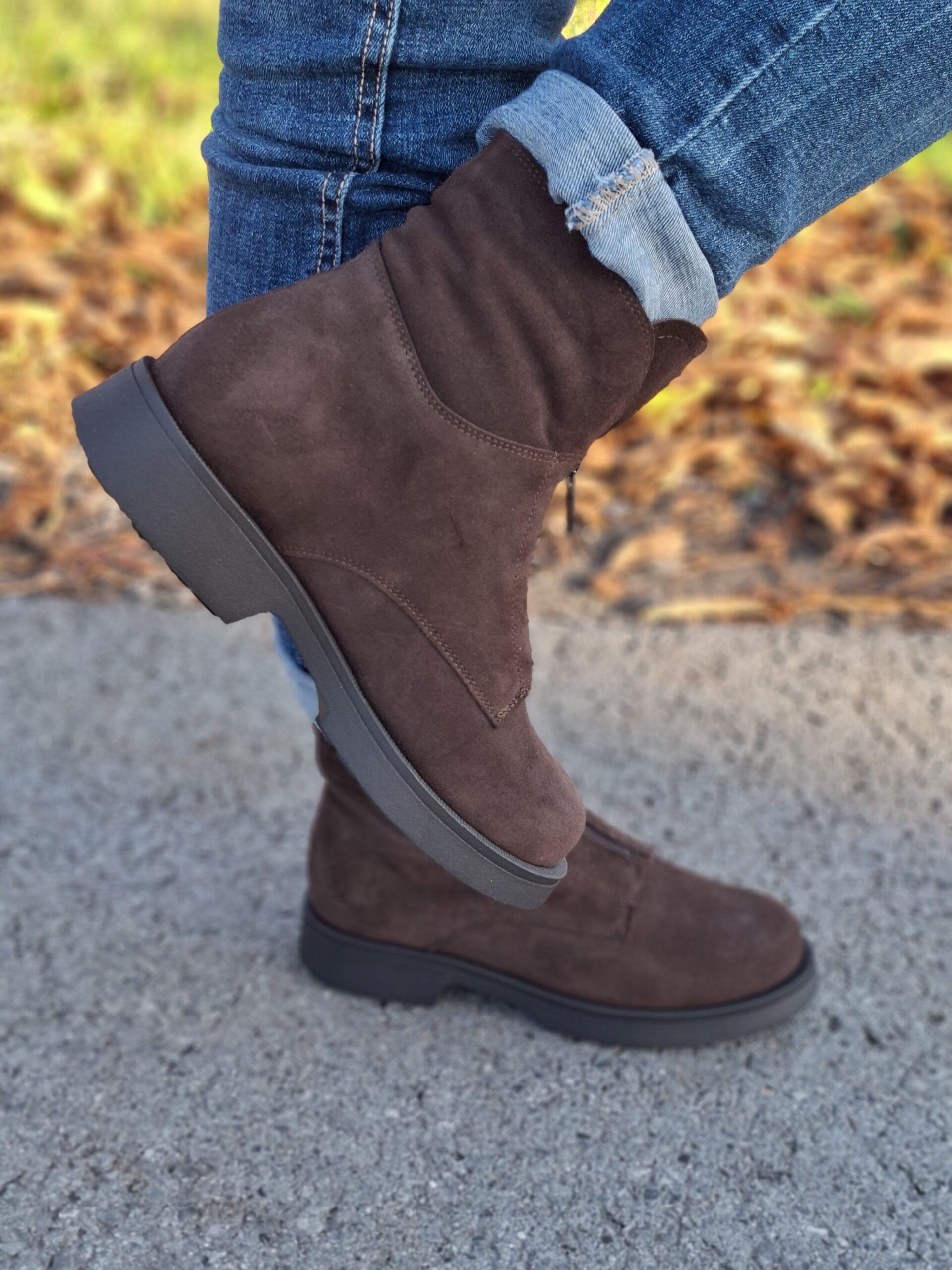 Botki Capri skóra zamszowa brąz - obrazek 4