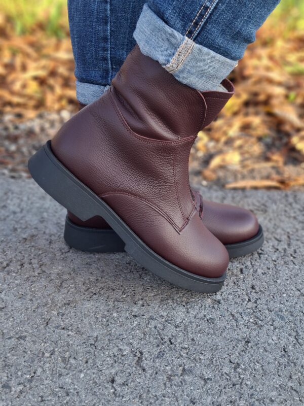 Botki Capri skóra naturalna bordo