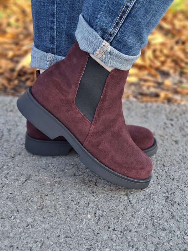 Chelsea Bordeaux  botki z elastyczną wstawką bordo