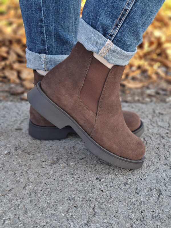 Chelsea Bordeaux  botki z elastyczną wstawką brąz