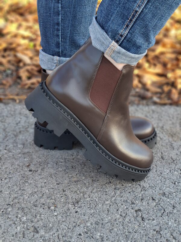 Chelsea Bordeaux  botki z elastyczną wstawką brąz