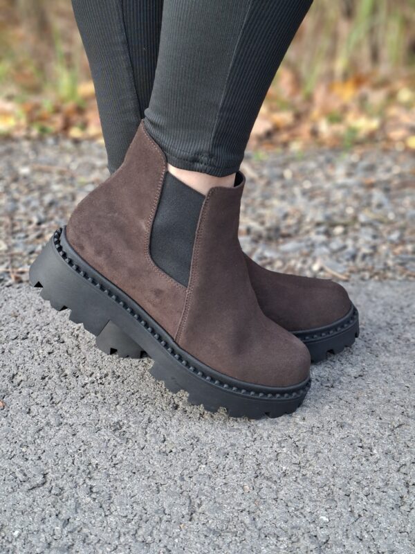 Chelsea Bordeaux  botki z elastyczną wstawką brąz