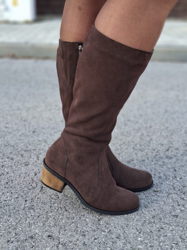 Kozaki Raven skóra naturalna zamszowa brązowe