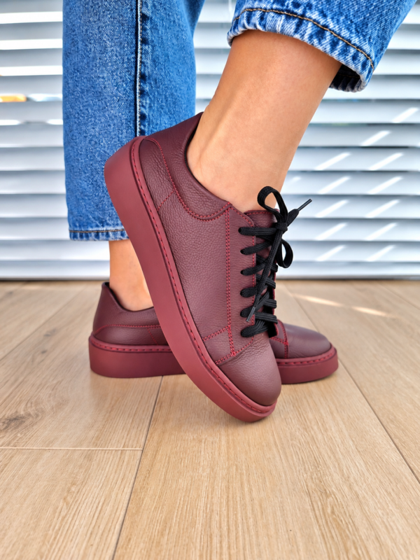 Sneakers Kyoto skóra naturalna bordowy Polska produkcja
