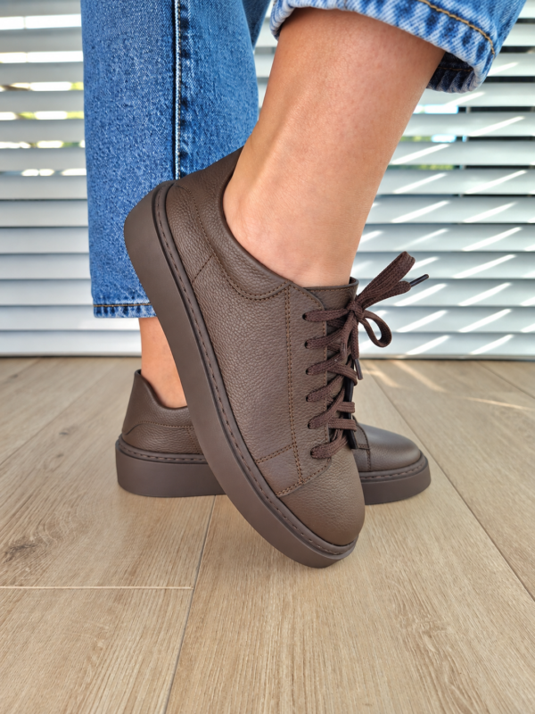Sneakers Kyoto skóra naturalna brązowy Polska produkcja