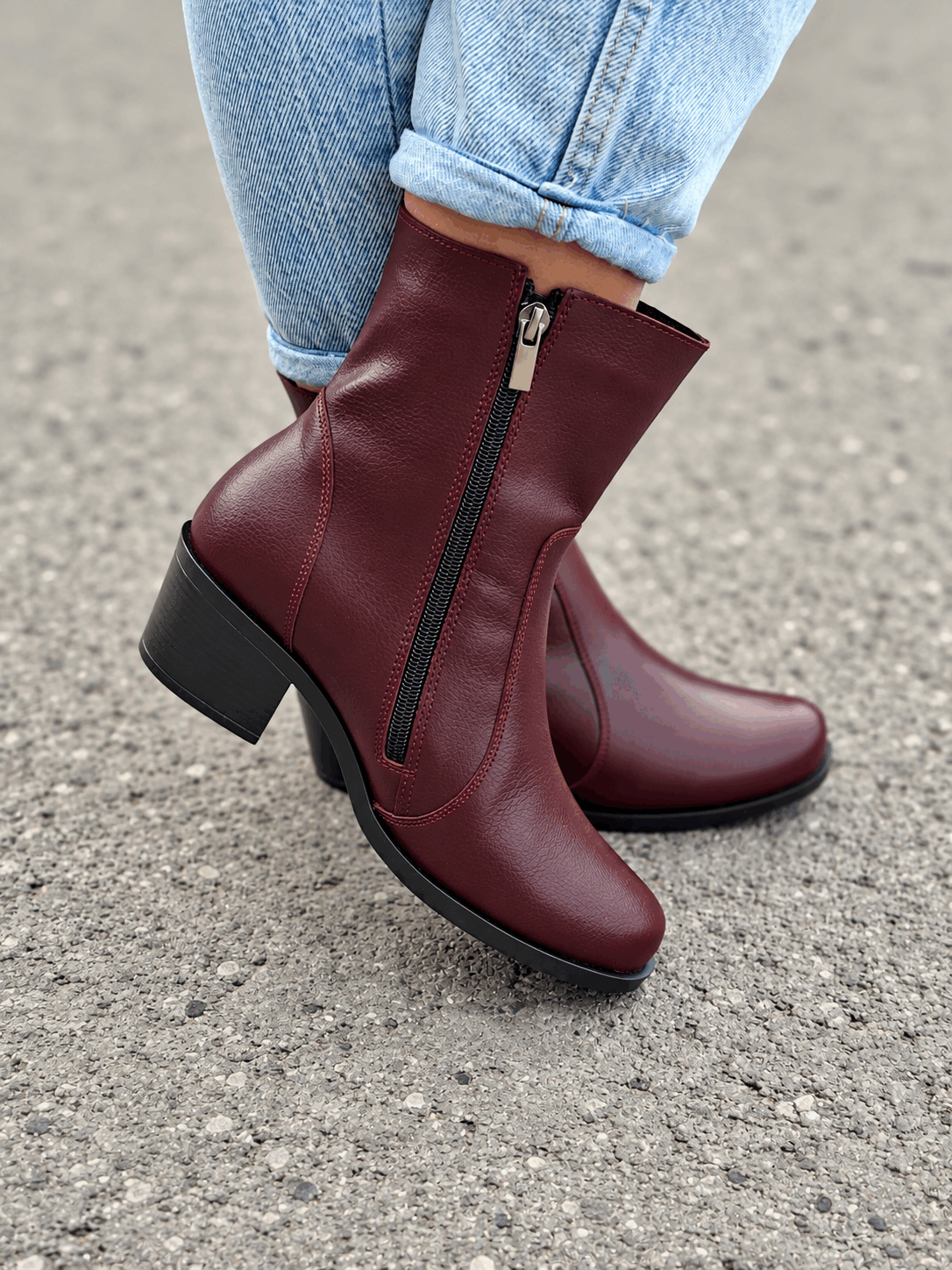 Botki Roma Noir skóra naturalna bordo - obrazek 4