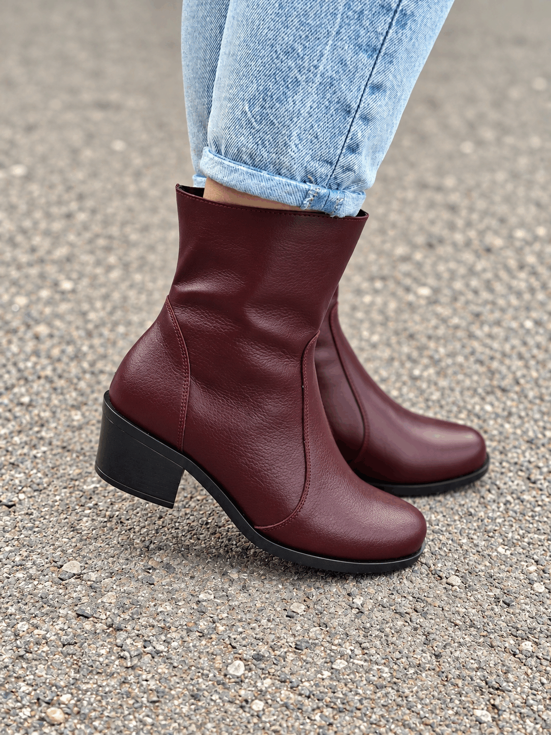 Botki Roma Noir skóra naturalna bordo