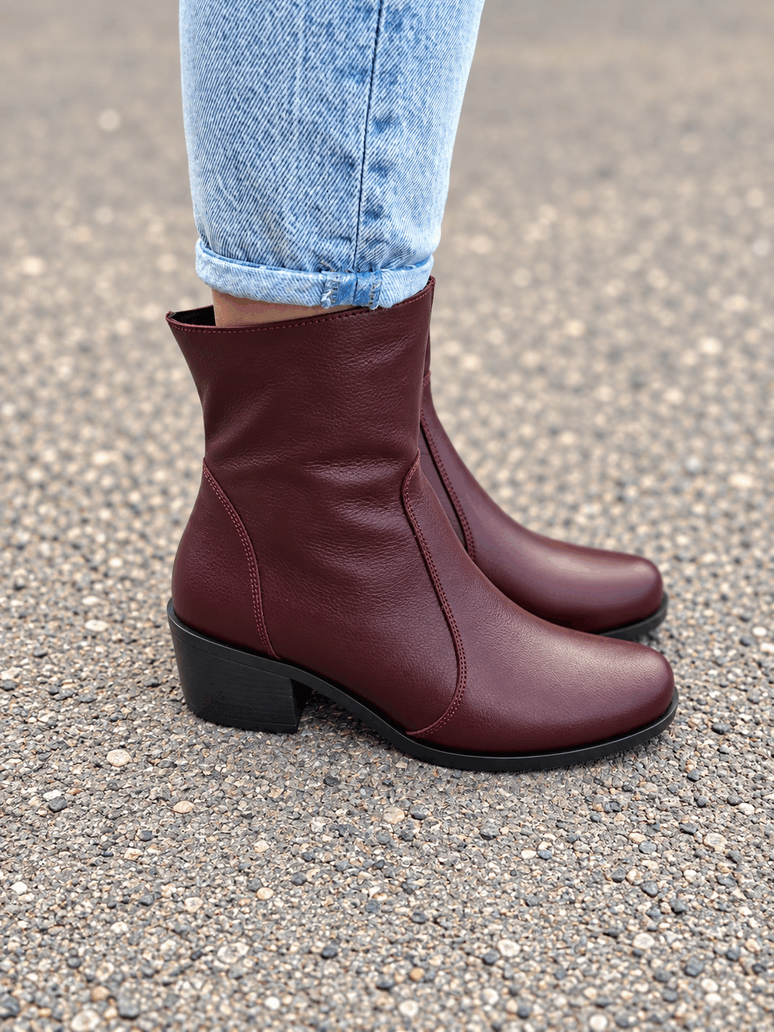 Botki Roma Noir skóra naturalna bordo - obrazek 2