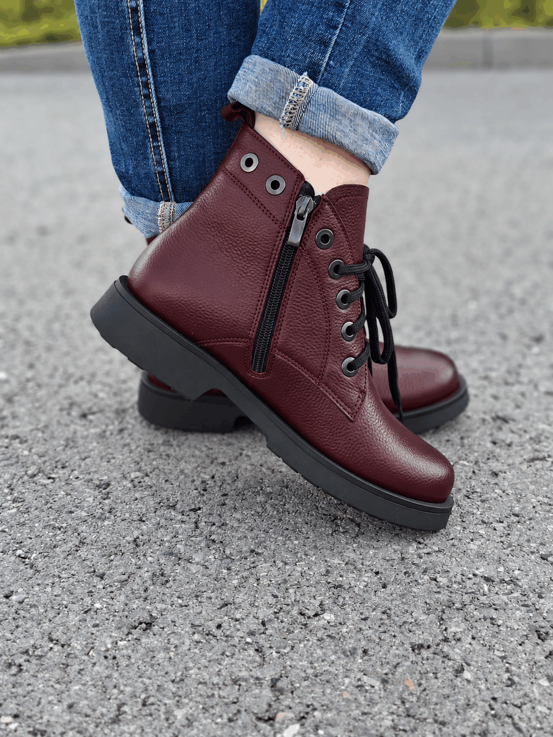 Botki Torino skóra naturalna bordo - obrazek 2