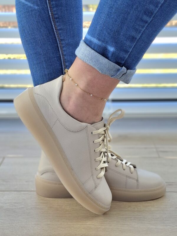 Sneakers Kyoto skóra naturalna beżowe