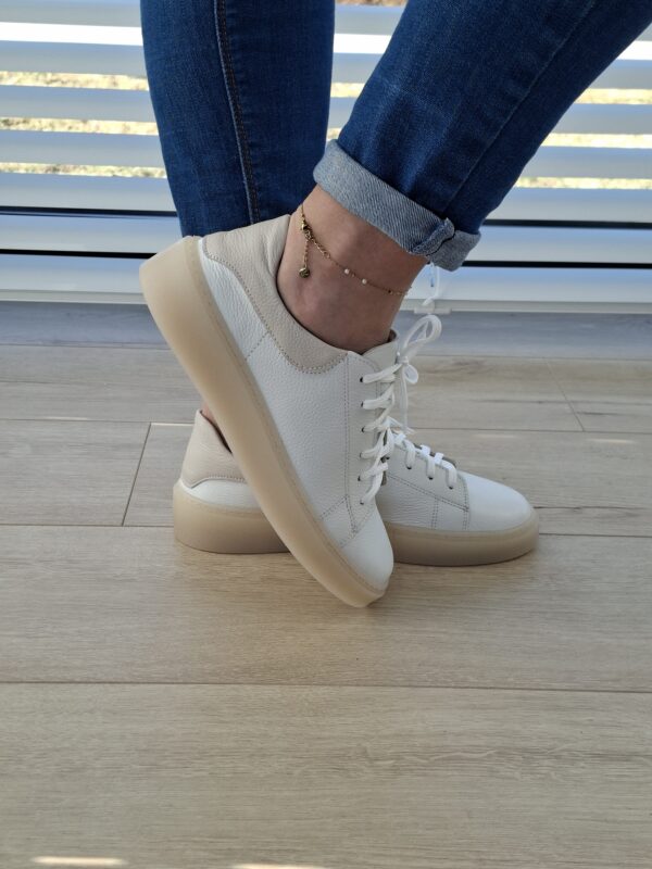 Sneakers Kyoto skóra naturalna biały/beżowy