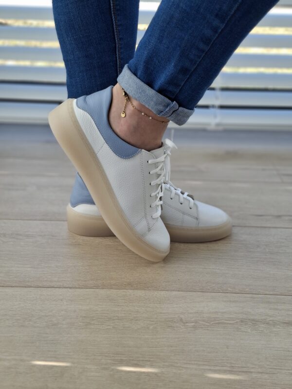 Sneakers Kyoto skóra naturalna biały/błękit