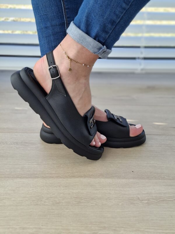 Lunaria sandał czarny skórzany 14-07