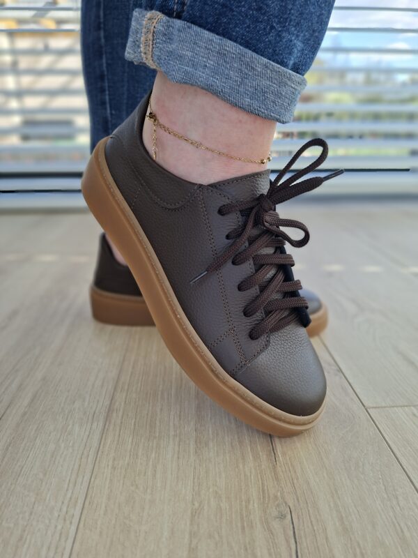 Sneakers Kyoto skóra naturalna brązowy Polska produkcja
