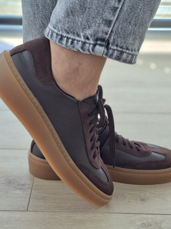 Livia – Skórzane Trampki Damskie brązowe