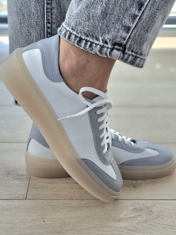 Livia – Skórzane Trampki Damskie biało/szare