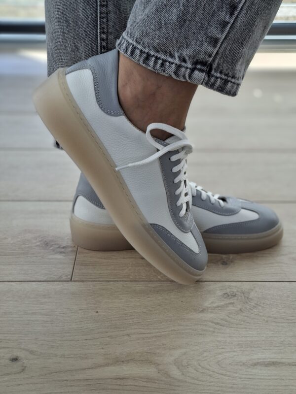 Livia – Skórzane Trampki Damskie biało/szare