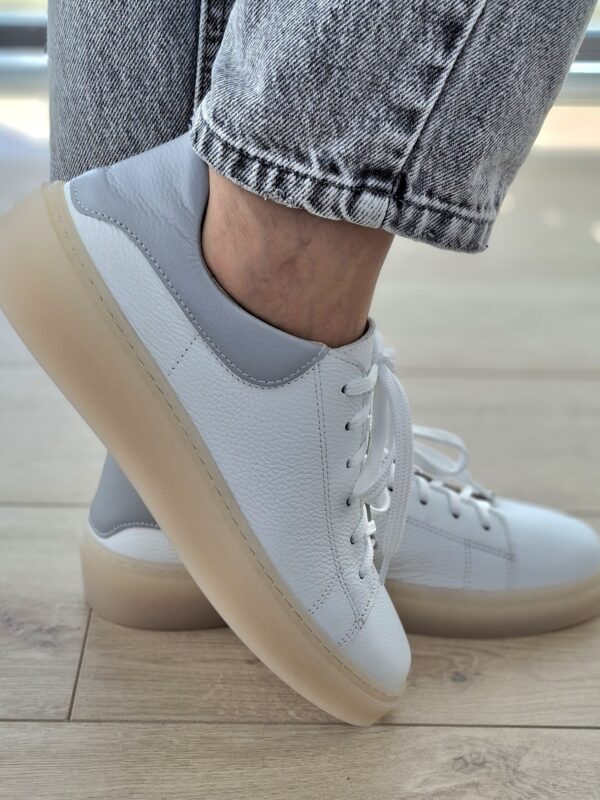 Sneakers Kyoto skóra naturalna biało/szare