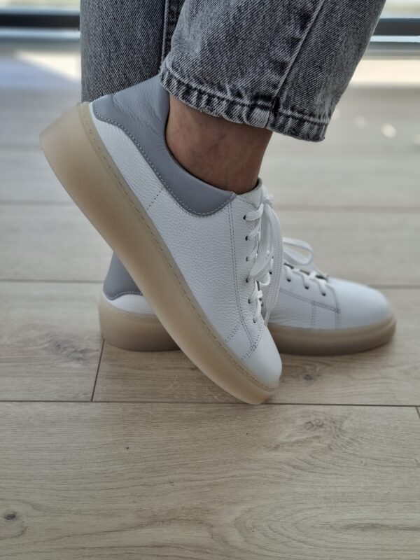 Sneakers Kyoto skóra naturalna biało/szare