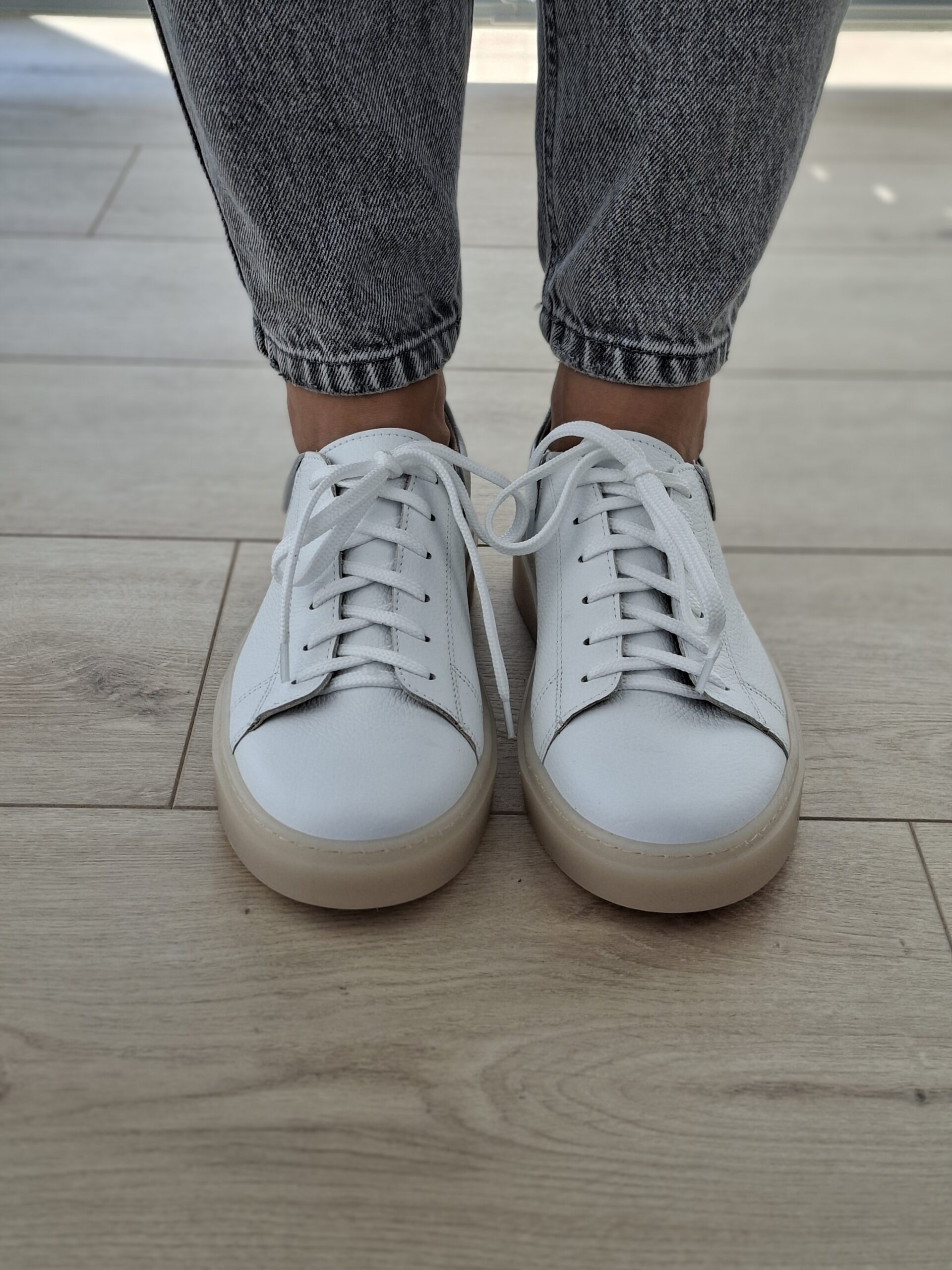 Sneakers Kyoto skóra naturalna biało/szare - obrazek 4