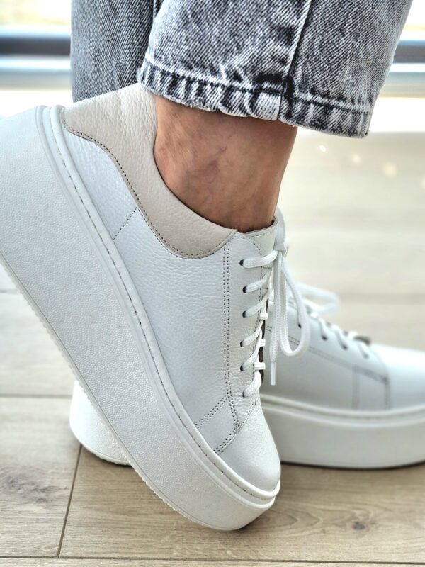 Sneakers Kyoto Lana skóra naturalna biało/beż