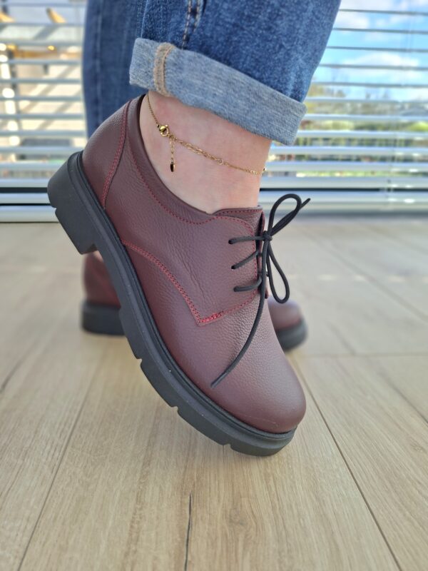 Półbuty Noir skóra naturalna bordowe Polska produkcja