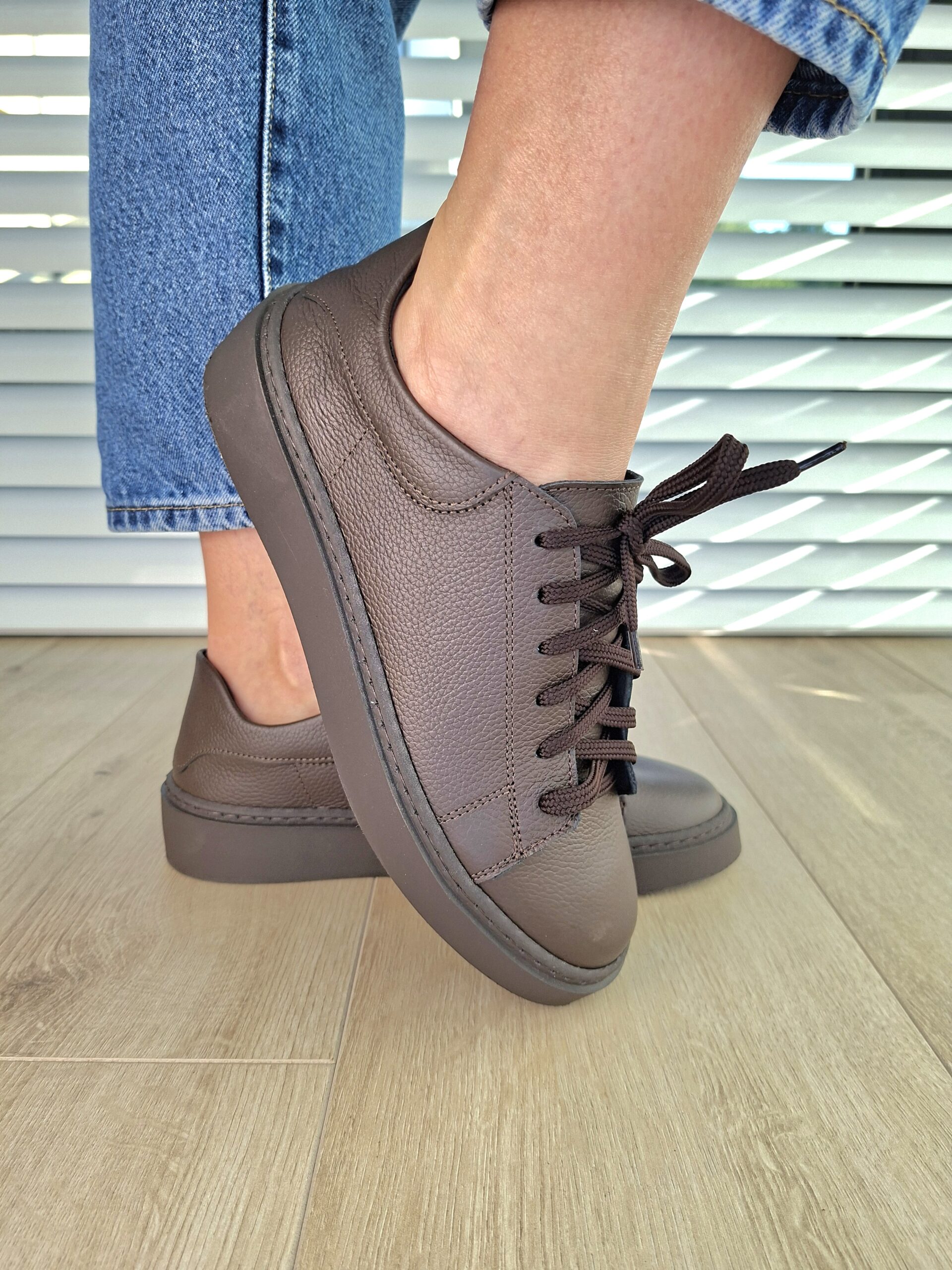 Sneakers Kyoto skóra naturalna brązowy Polska produkcja