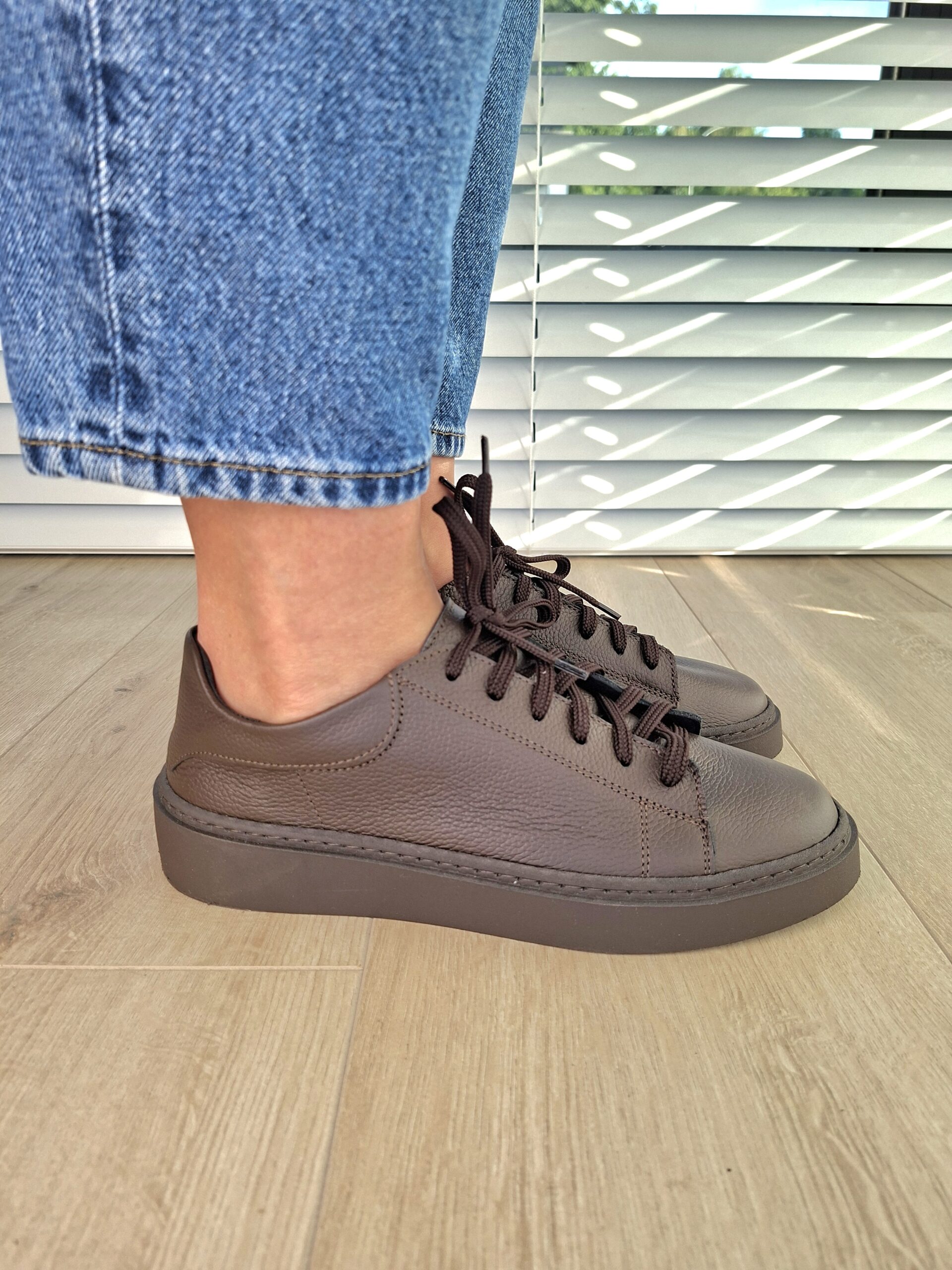 Sneakers Kyoto skóra naturalna brązowy Polska produkcja - obrazek 5