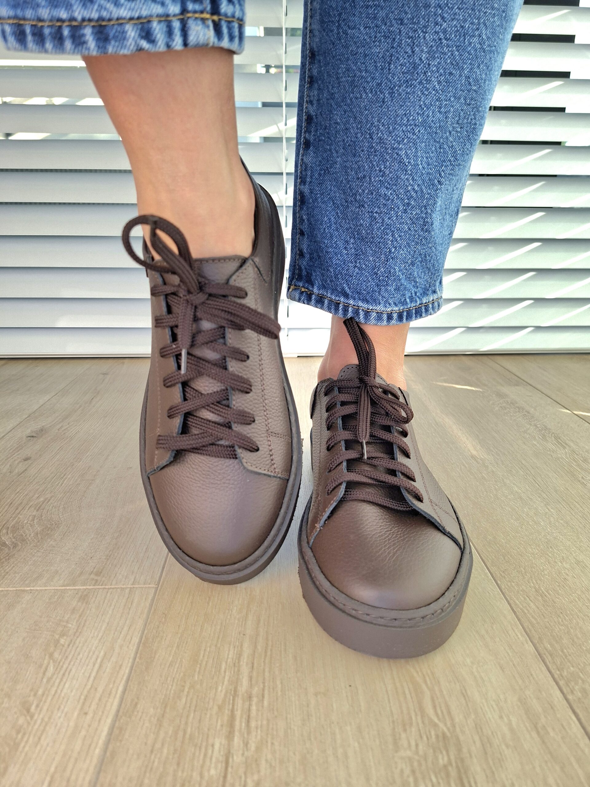 Sneakers Kyoto skóra naturalna brązowy Polska produkcja - obrazek 4