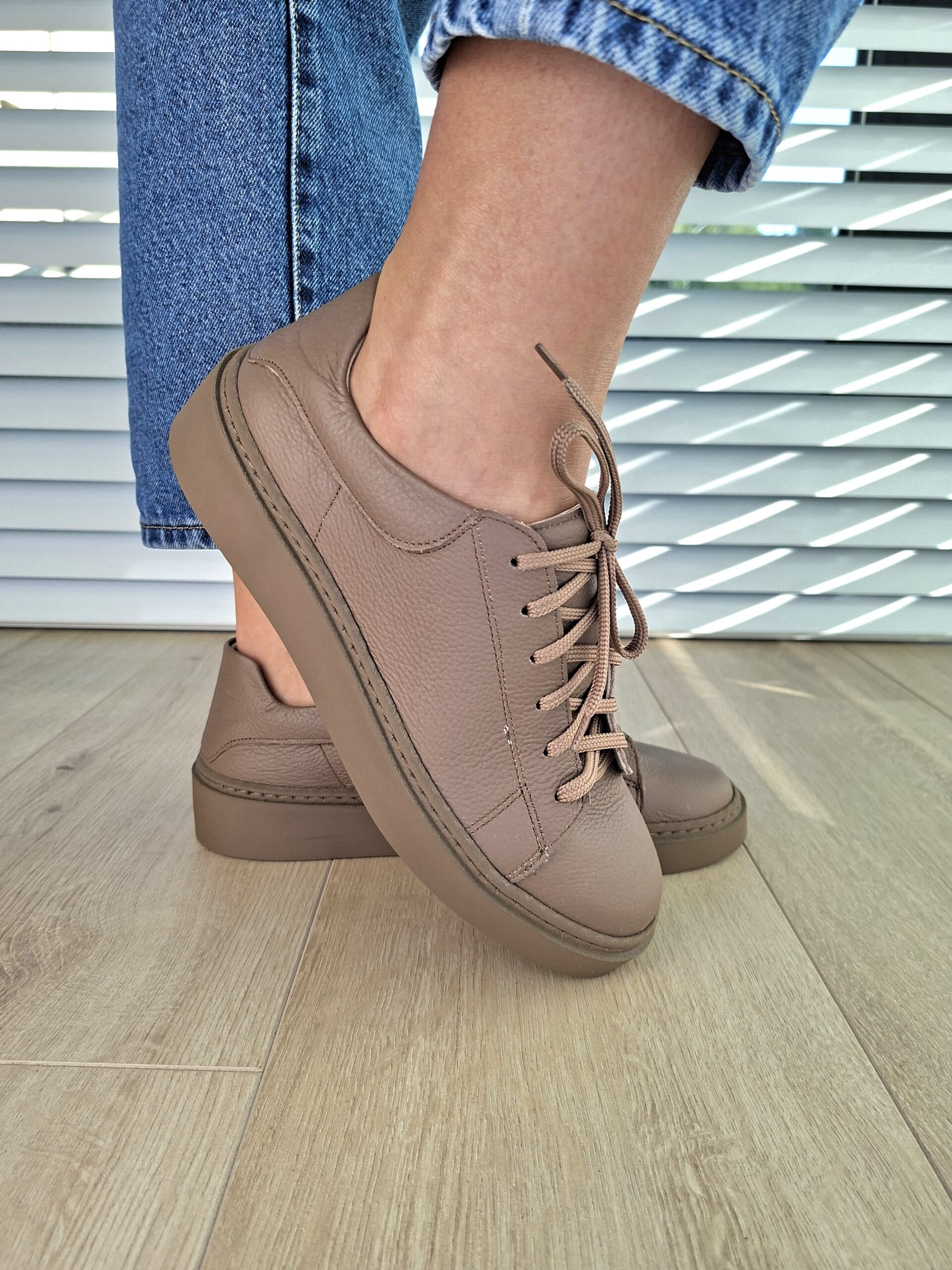 Sneakers Kyoto skóra naturalna cappuccino Polska produkcja
