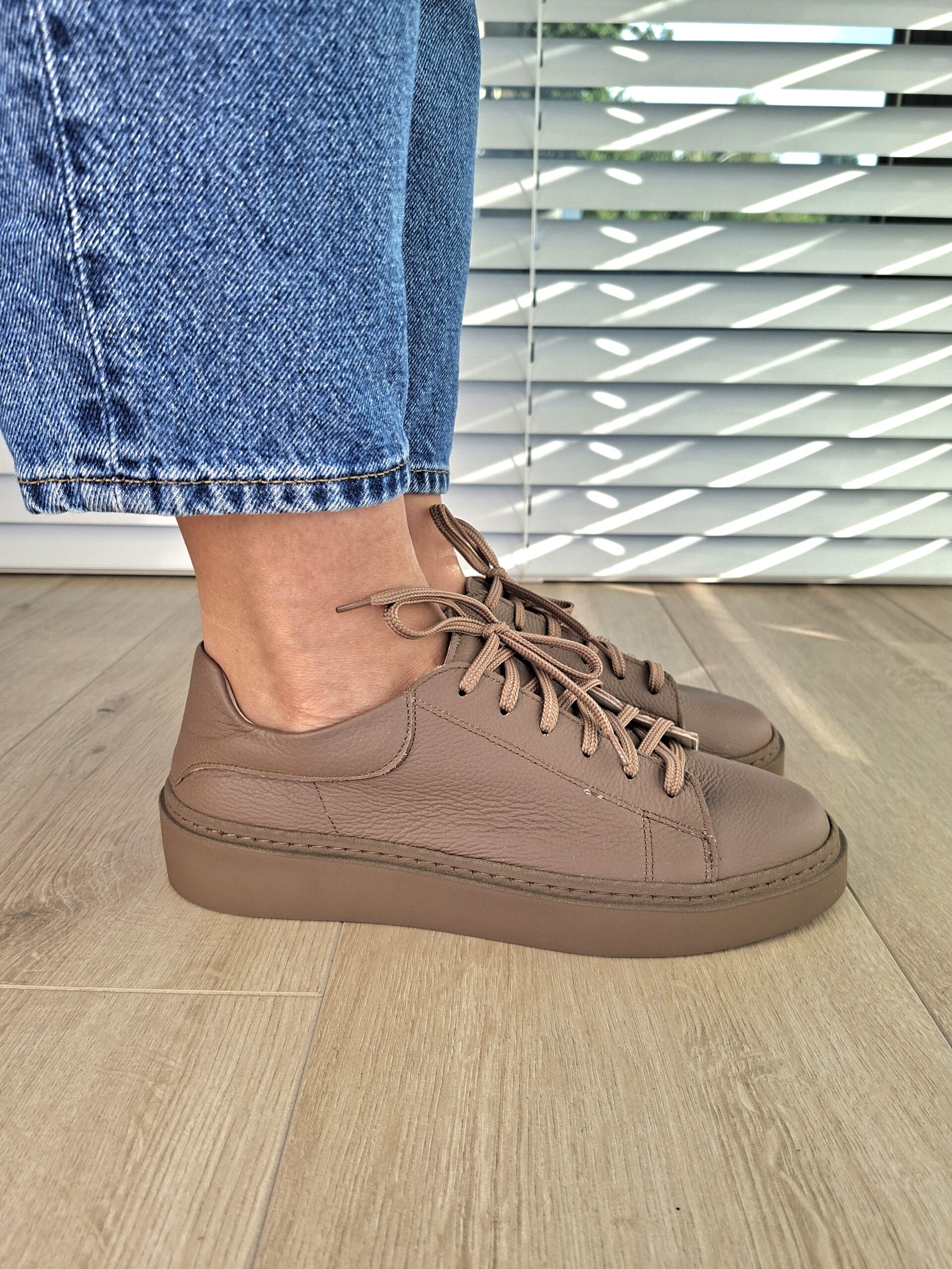 Sneakers Kyoto skóra naturalna cappuccino Polska produkcja - obrazek 5