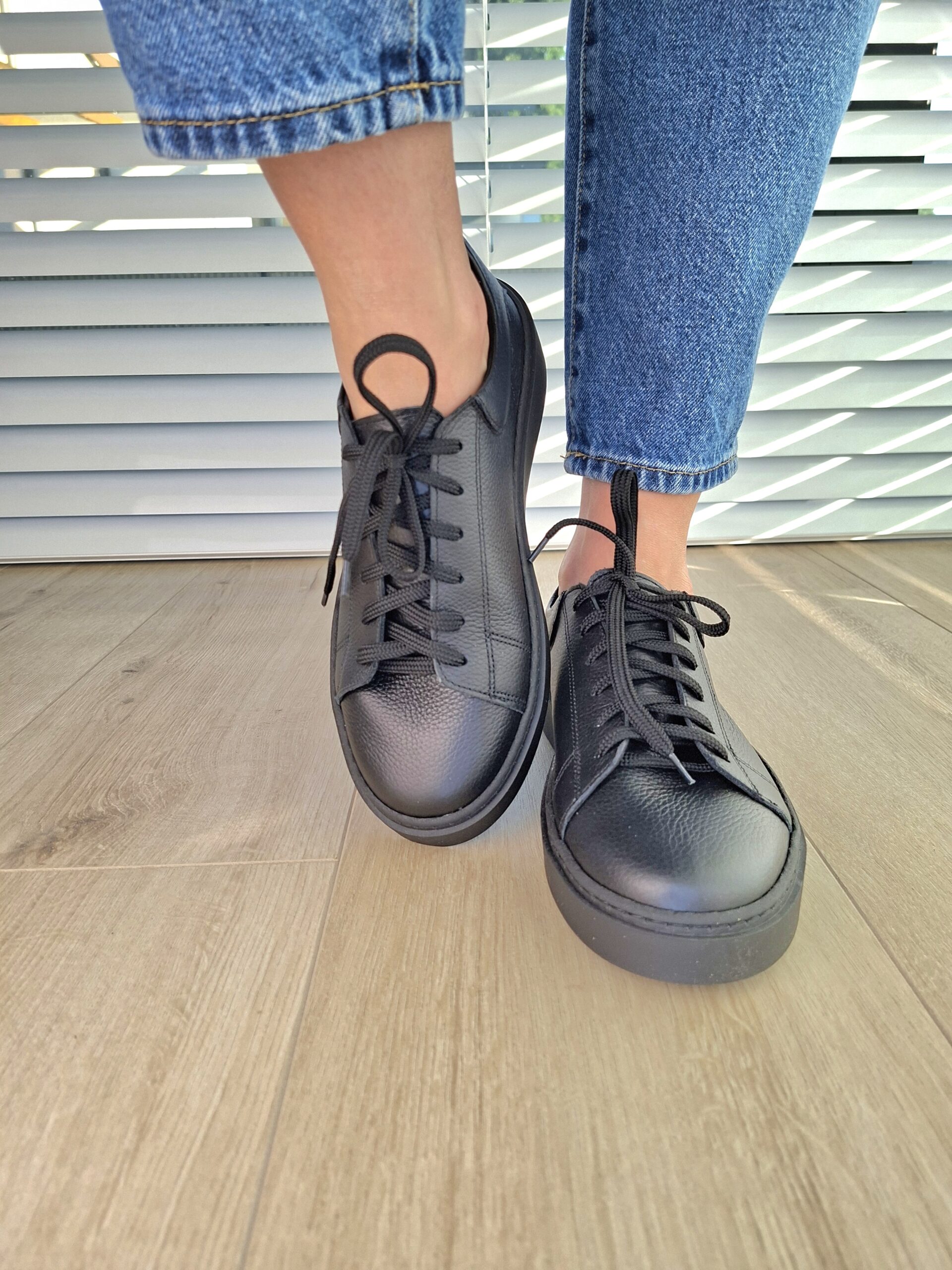 Sneakers Kyoto skóra naturalna czarny Polska produkcja - obrazek 4
