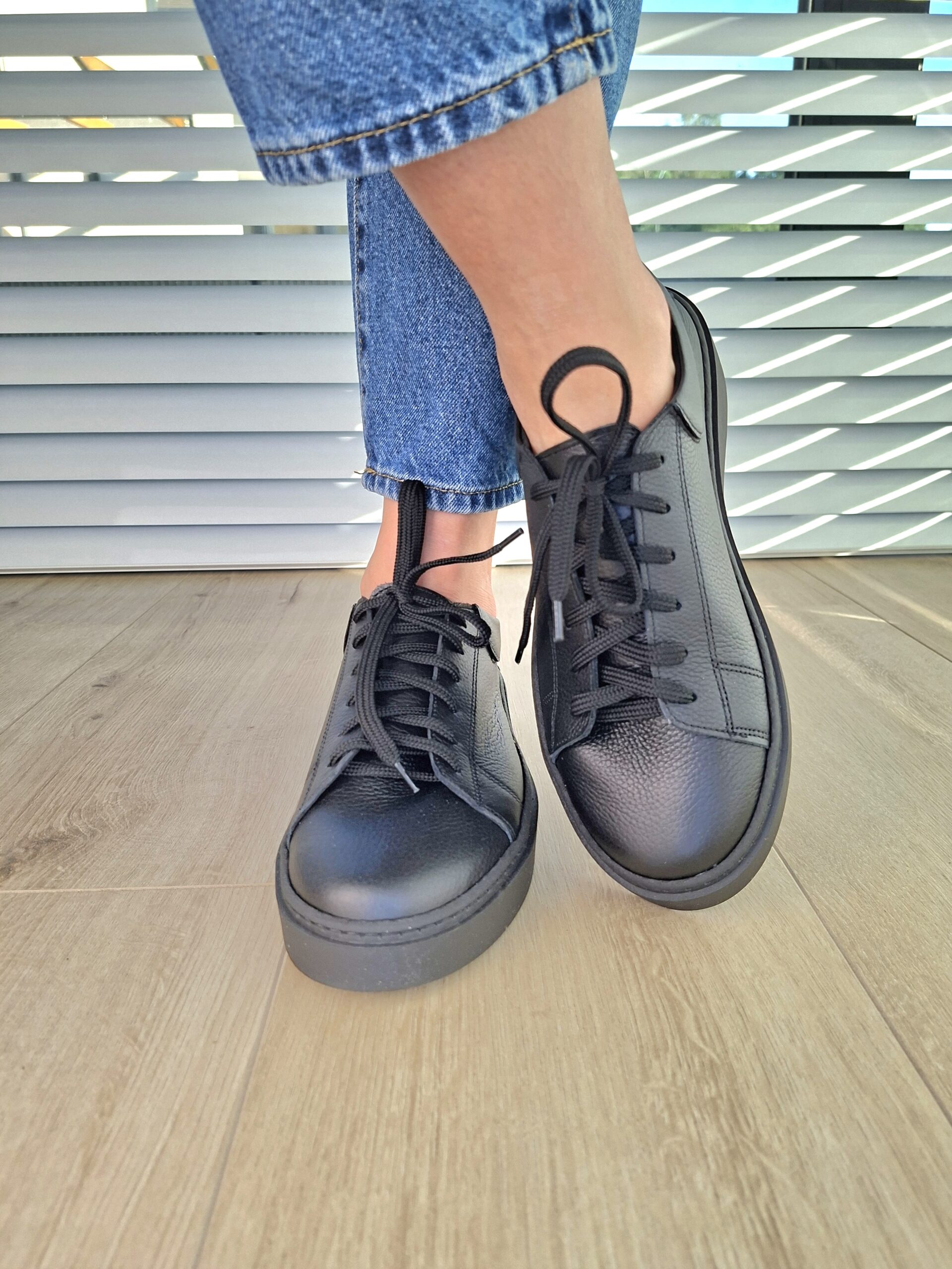 Sneakers Kyoto skóra naturalna czarny Polska produkcja - obrazek 3