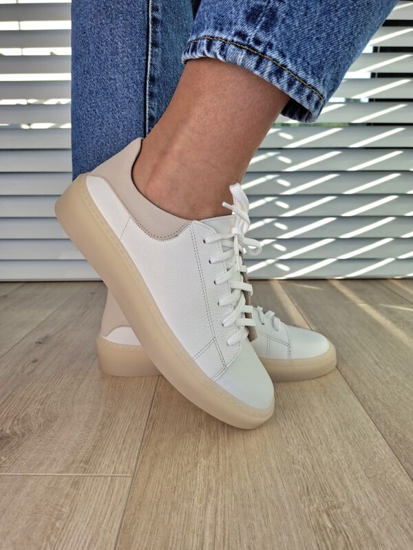 Sneakers Kyoto skóra naturalna biały/beżowy Polska produkcja
