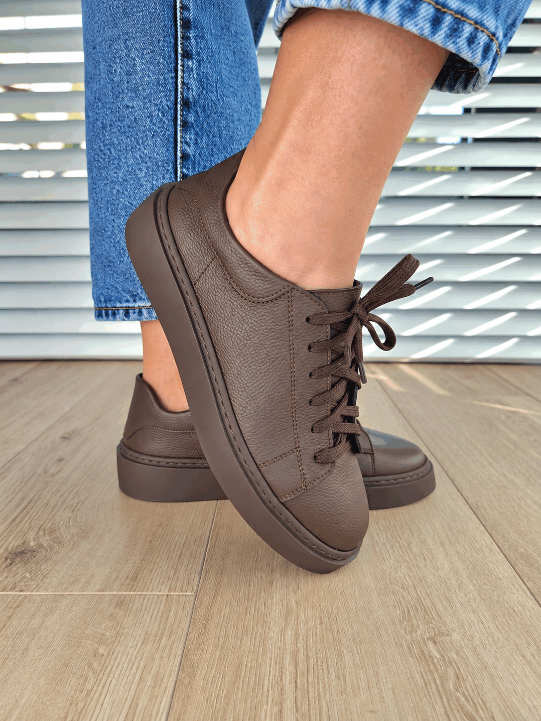 Sneakers Kyoto skóra naturalna brązowy Polska produkcja