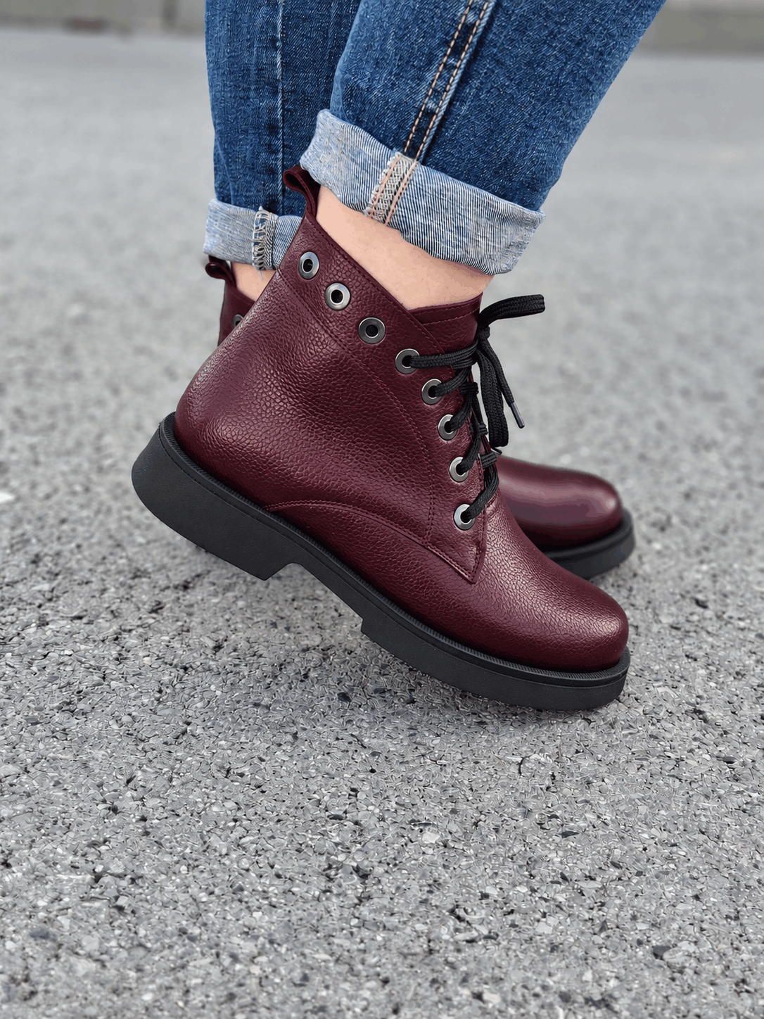 Botki Torino skóra naturalna bordo